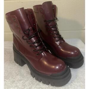 Forever 21 Boots Womens Sz 10 Combat Lace Up Ankle Goth Grunge Chunky Sole New